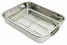 Professional Stainless Steel Roasting Trays Removable Rack Sturdy Handles