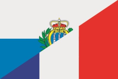Fahne Flagge San Marino-Frankreich 50 x 75 cm Bootsflagge Premiumqualität