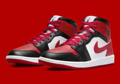 Nike  Air Jordan 1 MID Alternate Bred Toe Sneaker Schuhe BQ6472-079 Größe 44,5