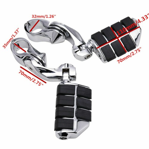 1-1/4" Crash Bar Rear Passenger Highway Duty Foot Pegs Rest Pedal Footpeg Mounts - Picture 19 of 21