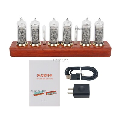 IN14 Glow Tube Clock Bluetooth Nixie Tube Alarm Clock With Solid Wood Base