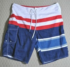 O'NEILL AMerican FLAG Red White Blue Swim Trunks Sz 38 Surfer Board Shorts EUC