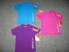 SPEEDO Girl's Rash Guard/Swim Top, Purple, Pink, or Blue, All Sizes, MSRP 22.00