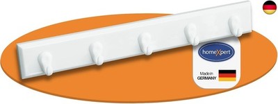 homeXpert Schlüsselleiste 5 Haken weiß 22cm ? Hakenleiste Wand zum Kleben oder S