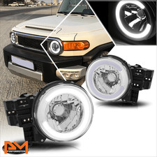 For 07-14 Fj Cruiser C-bar Led Drl Bumper Headlightlamps Chrome Housing Pair