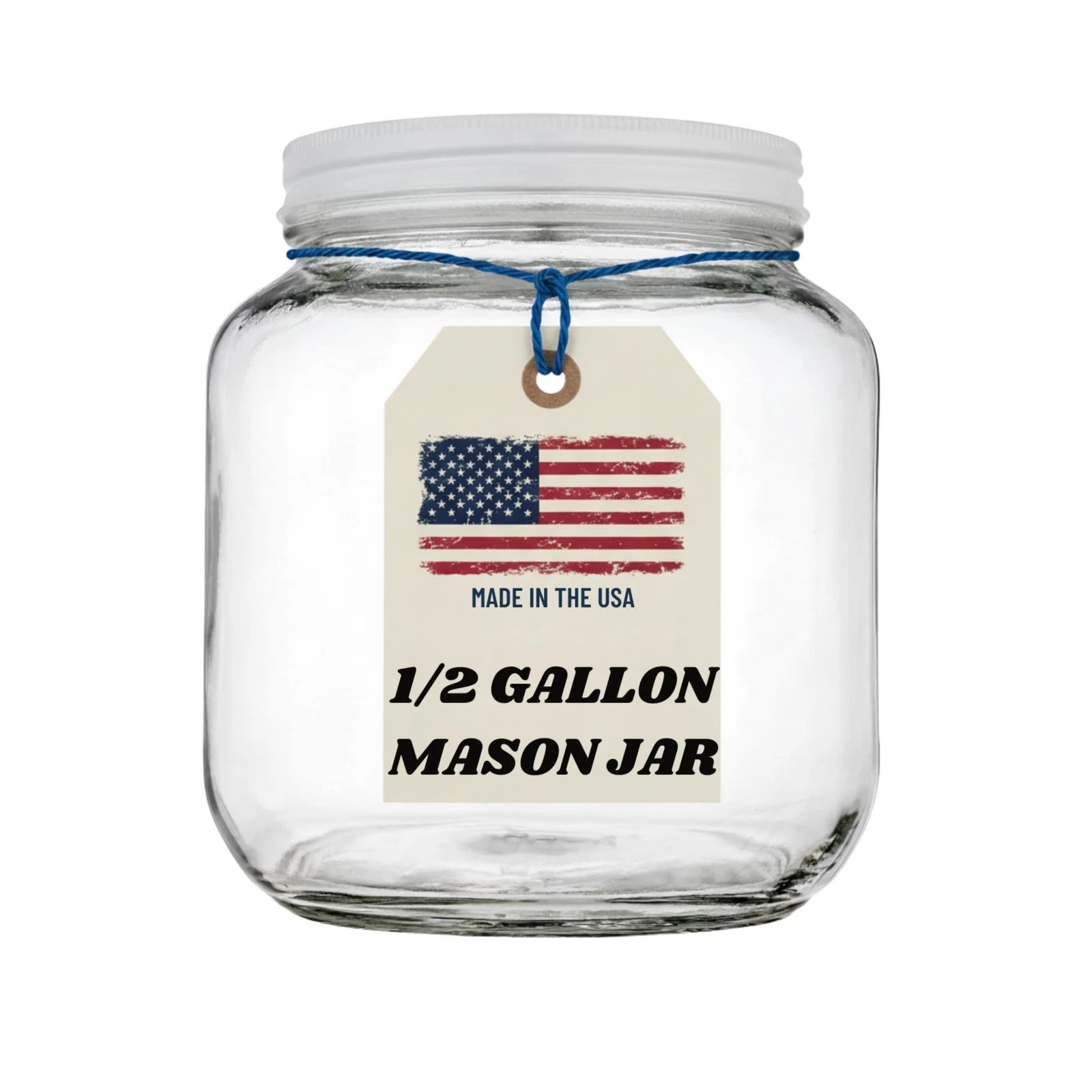 Half Gallon Glass Large Mason Jar Wide Mouth with Airtight Metal Lid - 1/2...