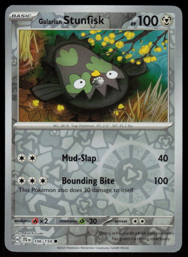 Galarian Stunfisk 106/159 Common Journey Together Pokemon Reverse Holo Near Mint