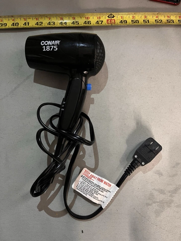 Conair Compact Dryer 1875 Watt Lightweight, Folding & Portable Travel - Black - Image 2 of 3