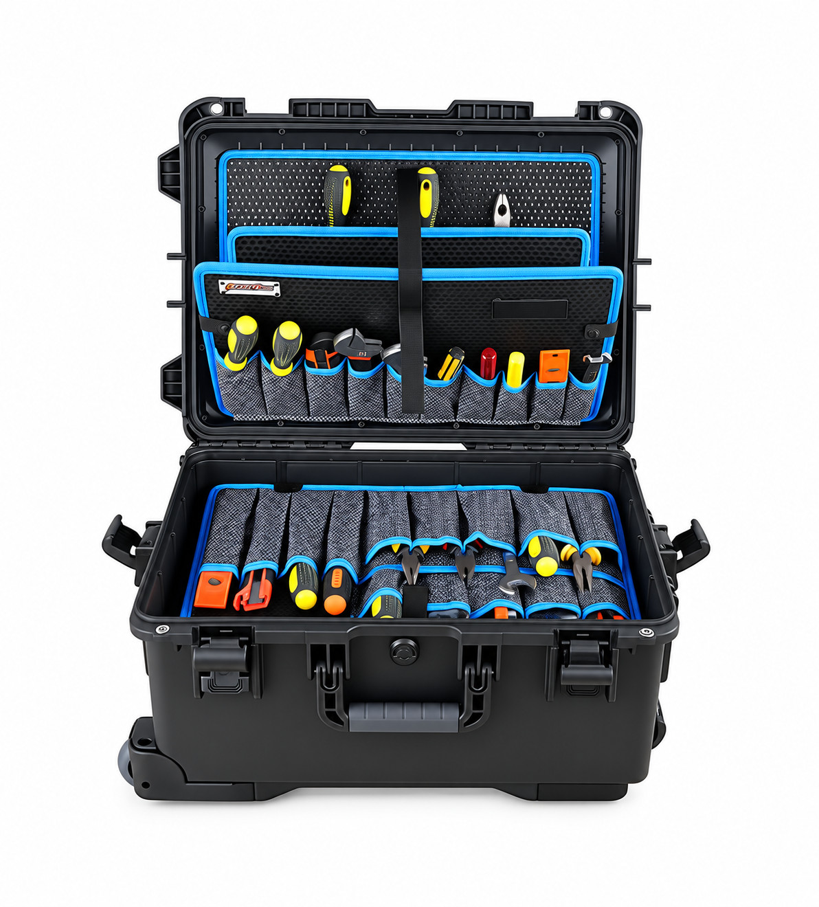 Gorilla Tool Box IP67 Waterproof Storage Tool Case With Dividers & Wheels Black