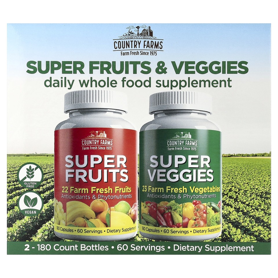 Super Fruits & Super Veggies, 2 Pack, 180 Capsules Each