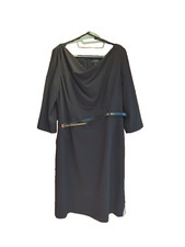 Women's Tahari Arthur Levine Belted Black Dress S 16z Midi