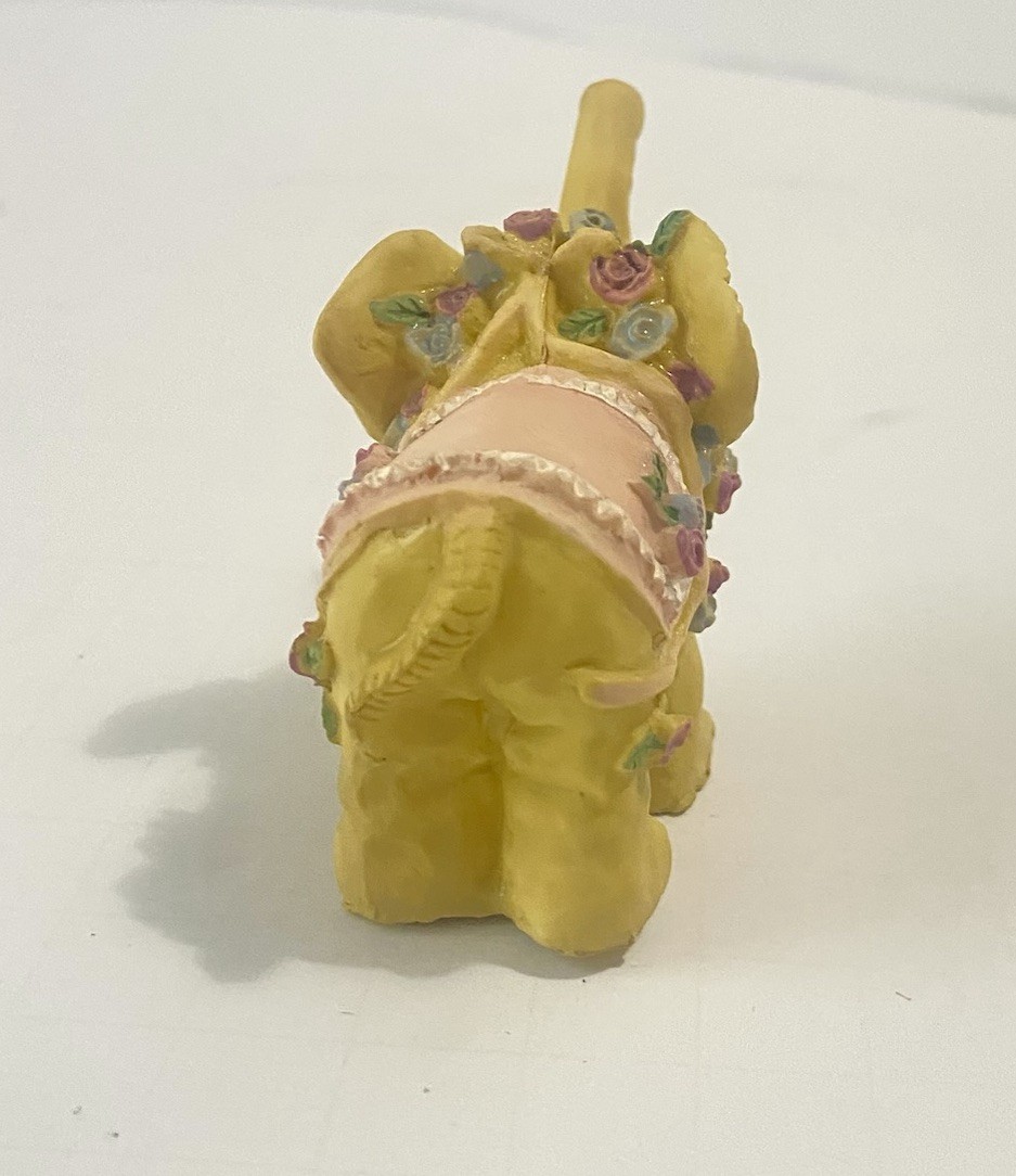VTG Lucky Elephant Figurine W/ Roses -CWI Gifts Trunk Up Cottagecore | eBay