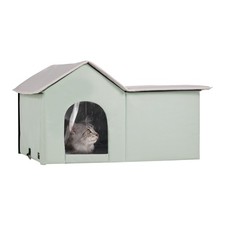 Heated Cat House, Outdoor Kitty Shelter with Adjustable Temperature and Ti