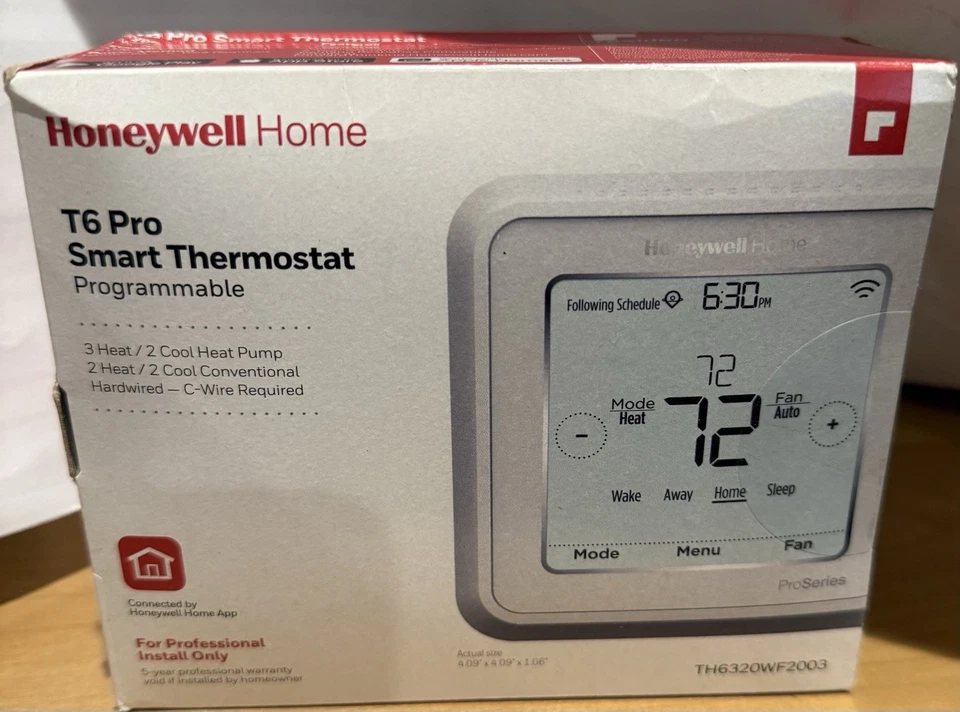 Honeywell Home T6 Pro Smart Thermostat WiFi Programmable TH6220WF2006 - Image 2 of 3