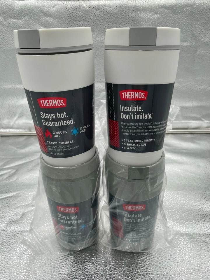 PACK DE 4 VASOS DE VIAJE TERMO 12 oz *NUEVO* OD VERDE Y BLANCO Foto 3 de 3