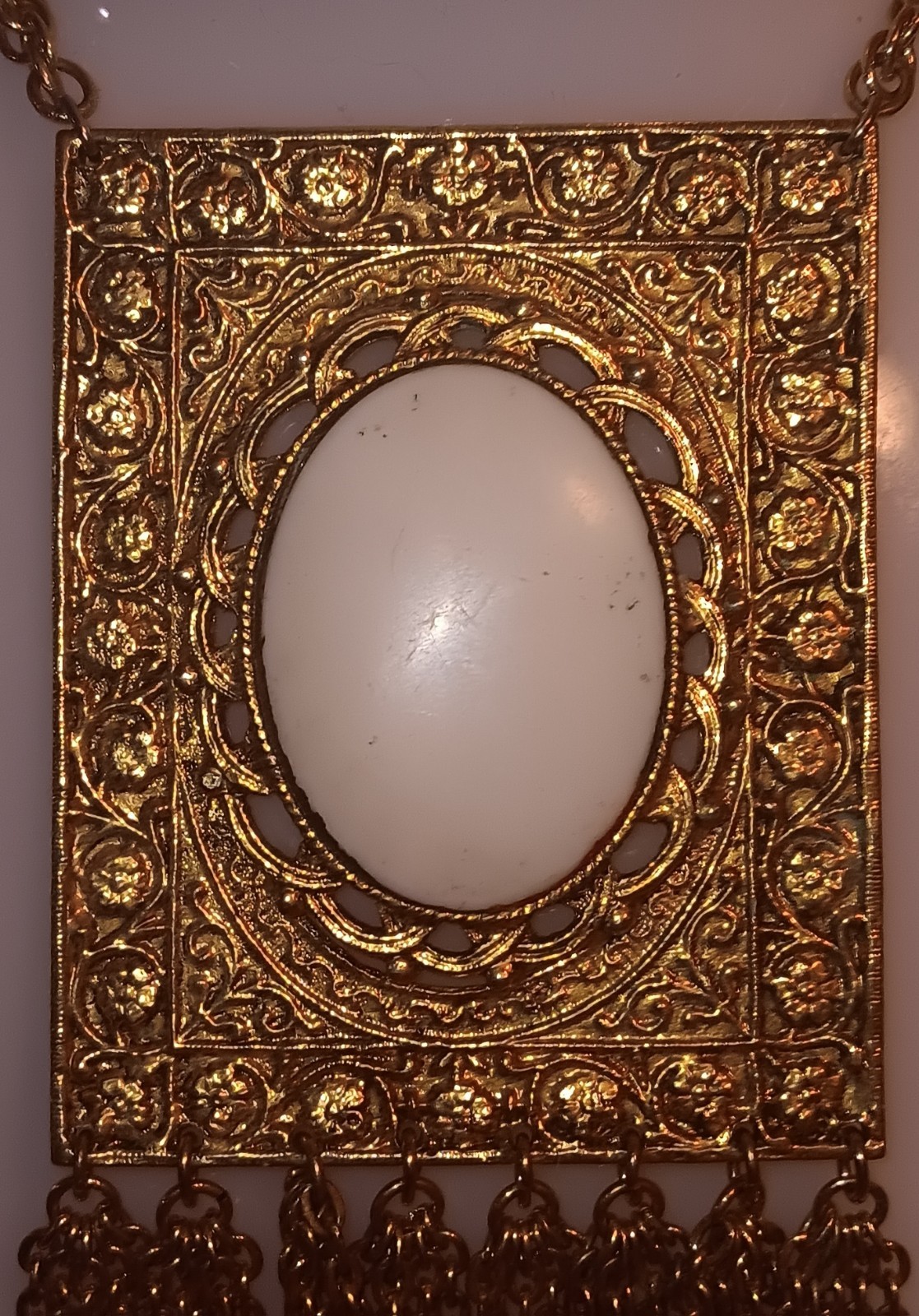 Modern Gold Tone Tassel Bib Collar Runway Stateme… - image 2