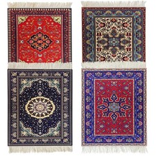 4 Pack Woven Rug Persian Style Carpet Mouse Pad Table Decor Desk Accessory