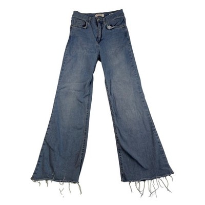 LCW Jeans Womens Crop Flare High Rise Raw Hem Blue Denim W26/36 Medium Wash