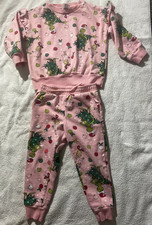 Grinch All Over Print Sweatshirt Jogger Set Light Pink 3T
