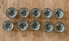 Chinese Famille Verte 10 Small Ginger / Wasabi Dishes Green Dragon 2-5/8”