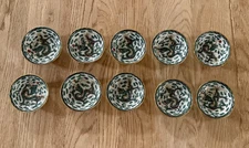 Chinese Famille Verte 10 Small Ginger / Wasabi Dishes Green Dragon 2-5/8”