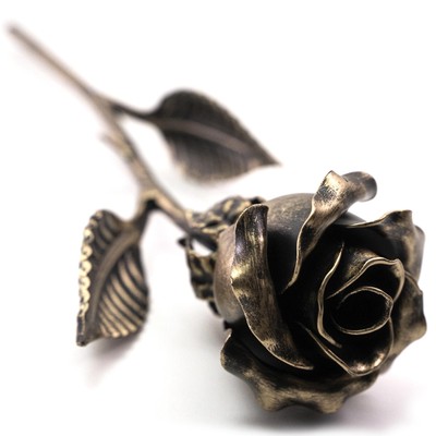 Handcrafted Bronze Metal Rose - Solid Gift of Everlasting Love - 8th 19th Wed...