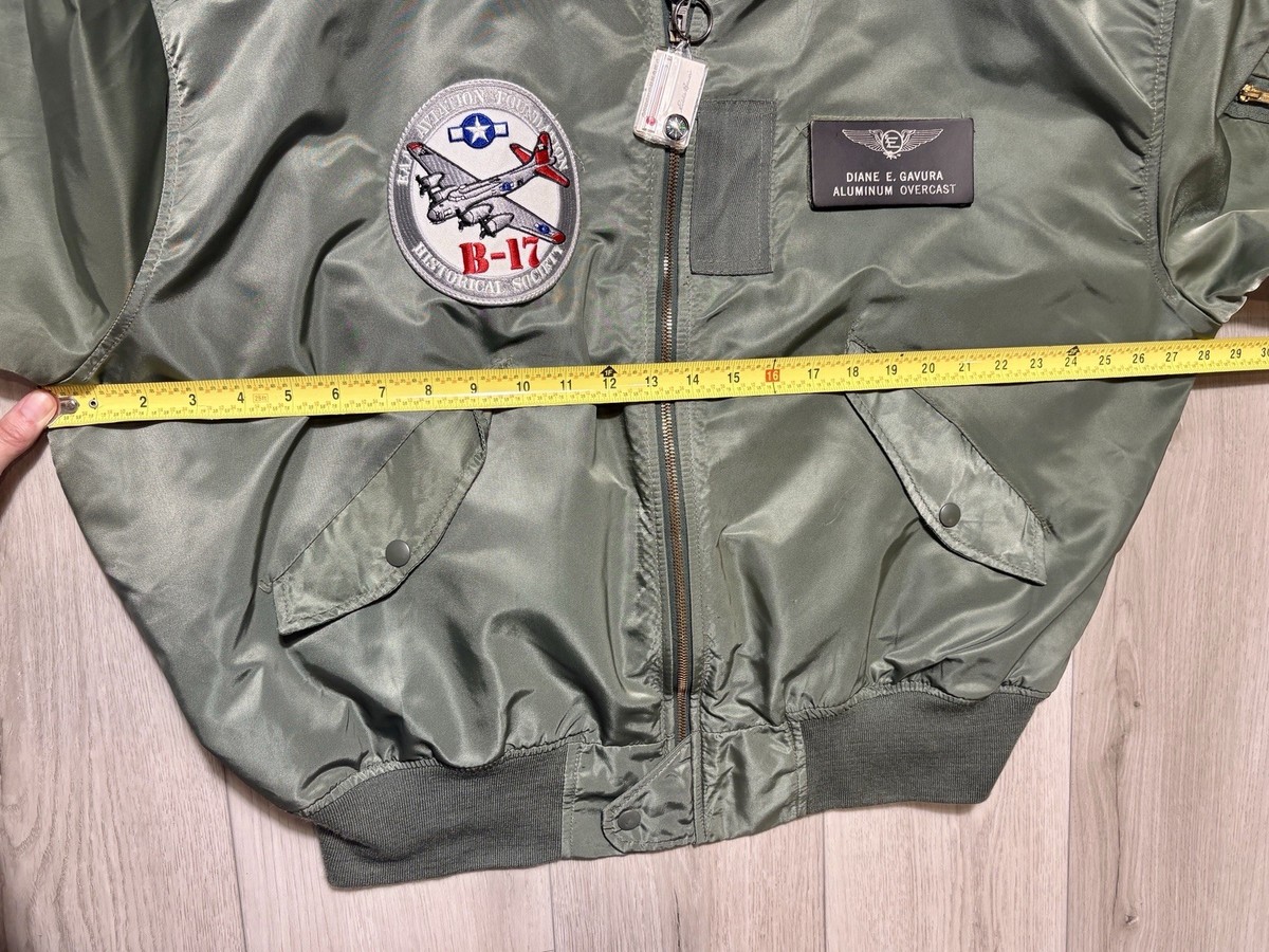 VTG 90s Spiewak L2 Flight Jacket USAF Bomber B17 Patch Military