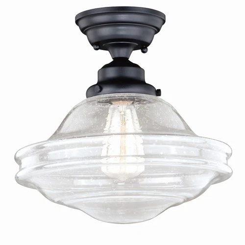 Huntley 1-Light Semi-Flush Mount in Farmhouse and Schoolhouse Style 11.75 - Picture 1 of 13