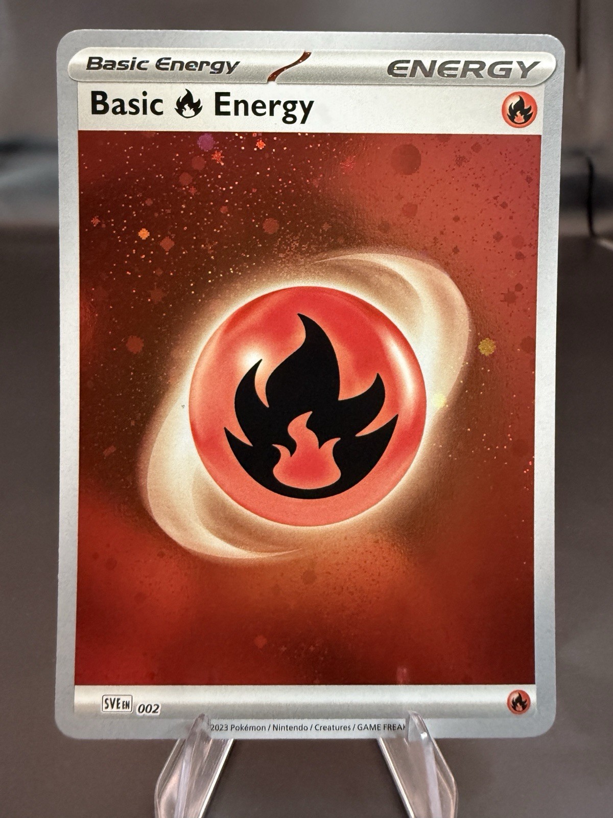 Pokemon Basic Fire Energy 002 SVE Cosmos Holo Galaxy Foil Scarlet Violet NM