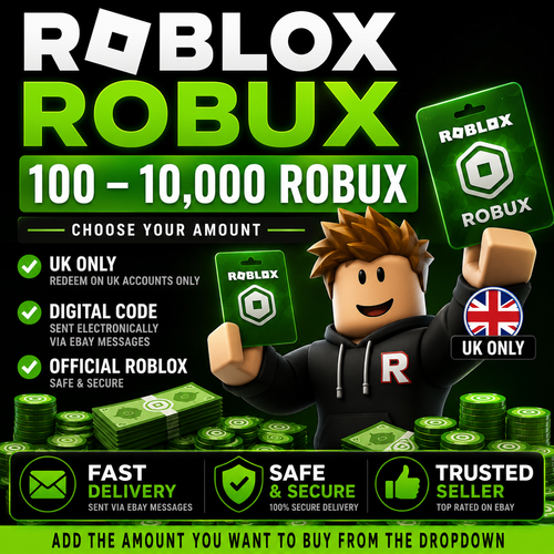 Free 500 Robux Code Roblox Robux Gift Card Code UK 100 400 800 1200 1700 2000 2700 3600 ...