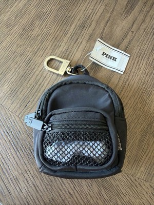Victoria Secret Pink Mini Backpack Keychain Charm Black With Pockets NWT