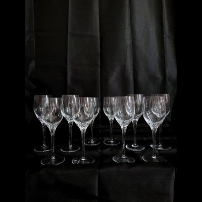 Vintage Rogaska Crystal Wine Glasses Slovenia Cut Crystal Stemware Set of 10