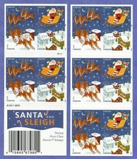 USPS Santa  Sleigh 2012 Forever Stamps - Booklet of 20 Postage Stamps