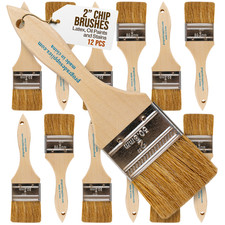 12Pk - Cepillos de astillas de 2" para pinturas, manchas, barnices, pegamentos y yeso