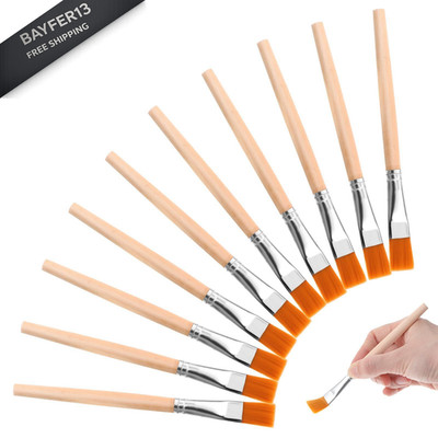 Molain 10Pcs Flat Paint Brushes, 3/4 Inch Wood Brush Artist 0.5 inches 