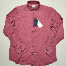  298 New EMANUEL BERG Stretch Shirt Men L/XL 17 EU 43 Red Heather Jersey 4 Flex