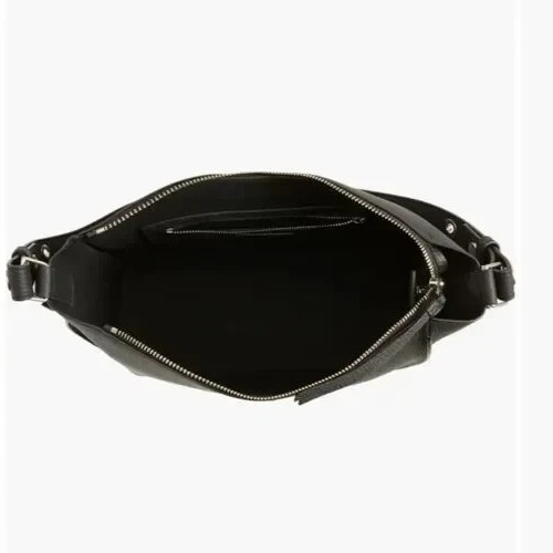 $298. Allsaints Kita Pebbled Leather Crossbody Black Silver