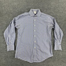 Brooks Brothers Shirt Mens 16-34 Blue White Gingham Non Iron Supima Cotton