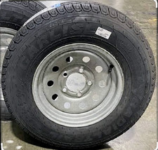  Trailer Tire Assembly ST 175/80R13 6-Ply Silver Spoke Rim 5 Lug on 4.5"