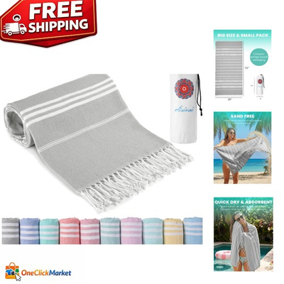 #ad Turkish Beach Towel XL – Quick Dry Sand Free amp; Soft 72x36 for Ultimate Comfort $21.99