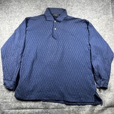 Vintage Burberrys Shirt Mens Medium Blue Diamond Knit Long Sleeve Polo USA Read