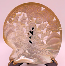 Vintage Carved Mother Of Pearl Shell 5.75 Tal...