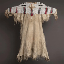 Native American Plateau Mountain Sheep Hide Dress with Pony Beads c1850/60
