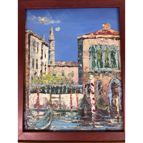 Venice Italy Painting Gondola Canal Oil Painting Framed Wall Art Decor - Picture 5 of 12