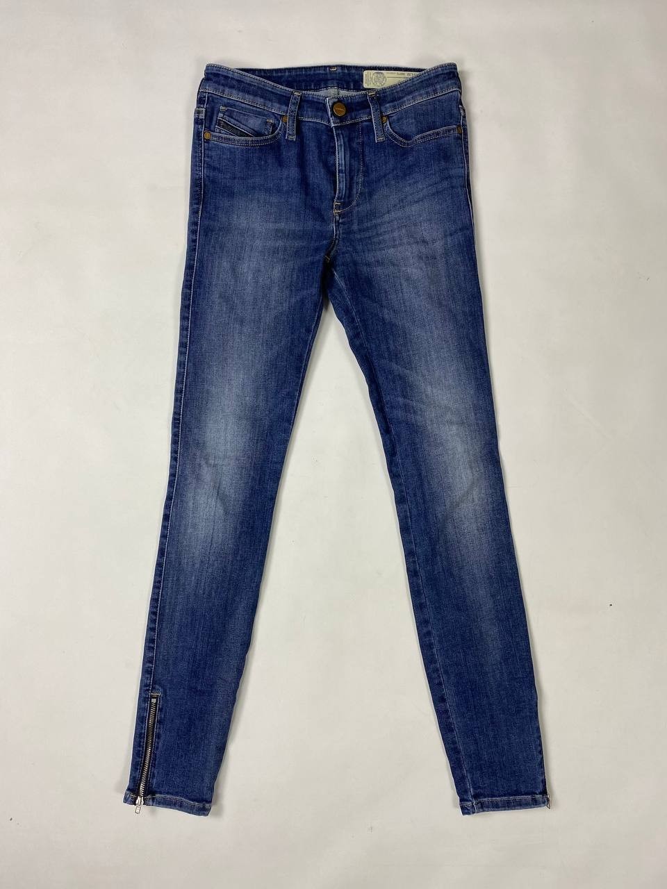 DIESEL Skinzee Zip Super Slim Skinny Regular Waist Denim Jeans Size W25 L32