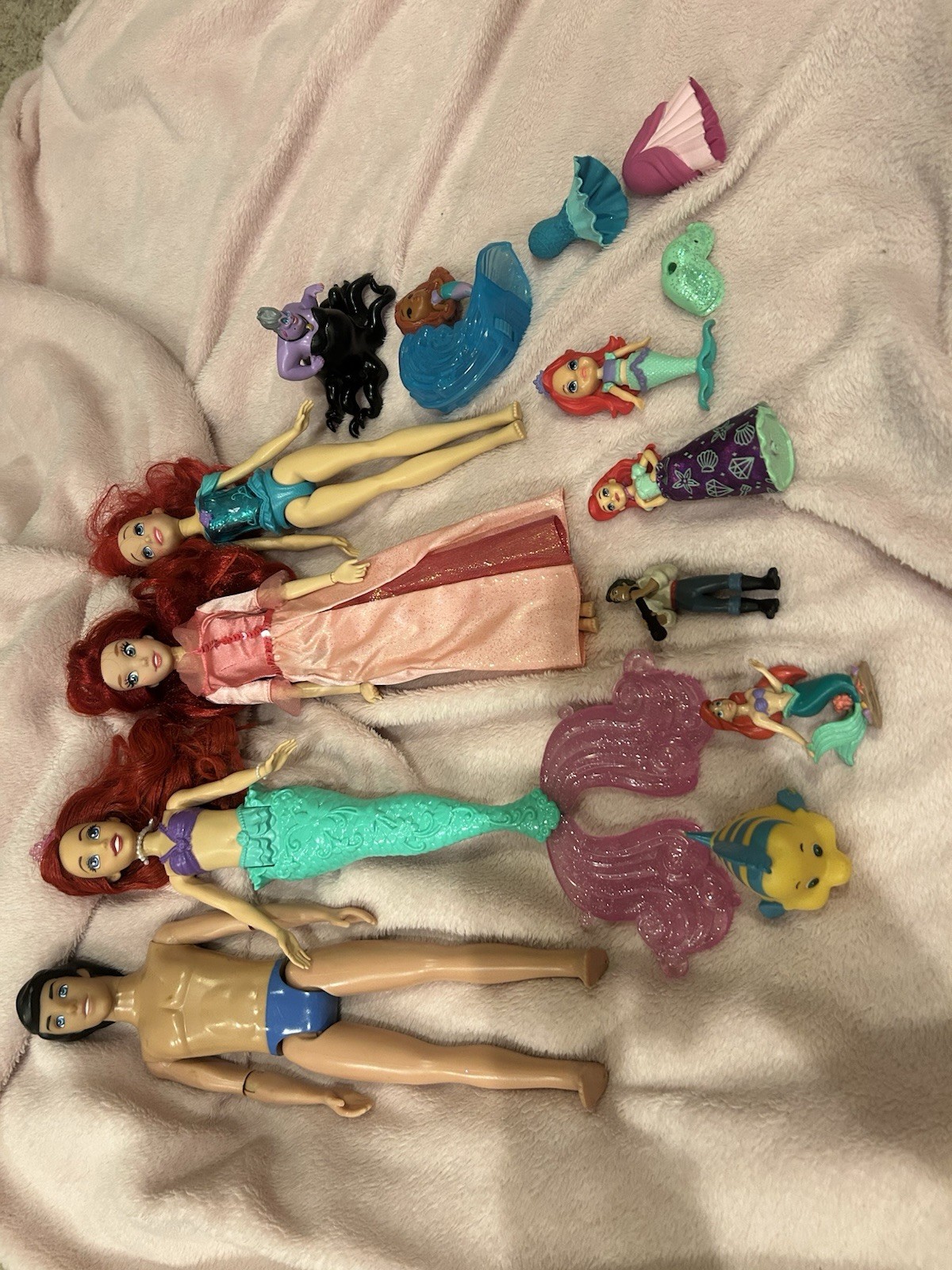 Disney Princess Lot Ariel The Little Mermaid Ursula Prince Eric Dolls Toys