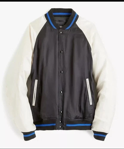 OFF WHITE J. Giacca Letterman Crew Wallace & Barnes taglia media nero bianco sporco J3326