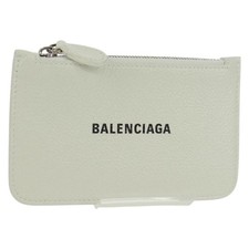 BALENCIAGA Card Case Leather White Silver 594214 Auth am10469V
