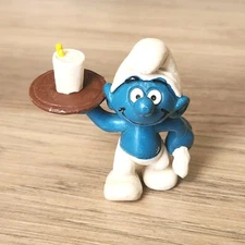 Vintage Waiter Smurf 1989 Peyo Schleich The Smurfs Action Figure Hong Kong 2"