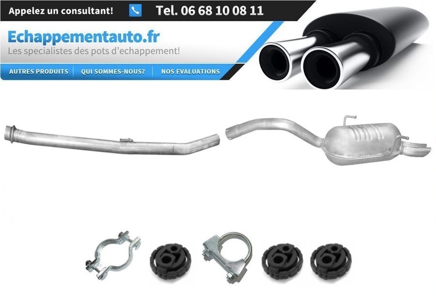 Échappement Lancia Phedra 2.0-2.2 JTD tube central et silencieux acier 2002-2007